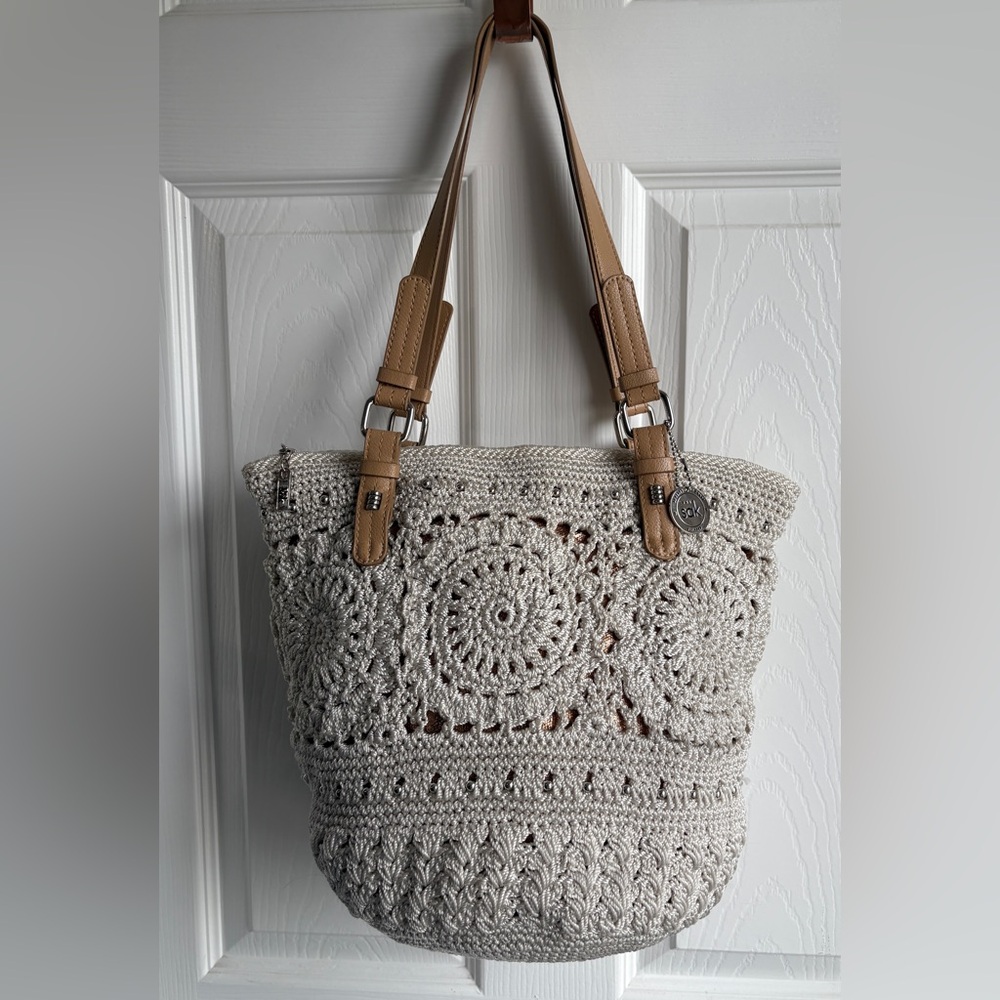 The Sak Elegant Ivory Silverwood Crochet Tote Bag